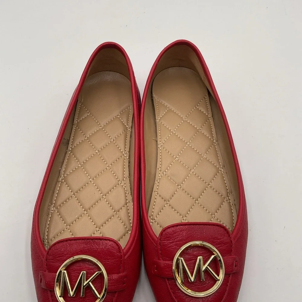 Michael Kors Lillie Moccasin Womens 6.5M Flats Red Slip On MK Logo